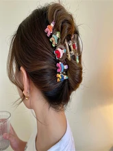  New Sweet and Cute Large Shark Claw Clip Plastic Hair Claw Korean Ponytail Female Crab Hair Clip Hair Accessories Headdress 