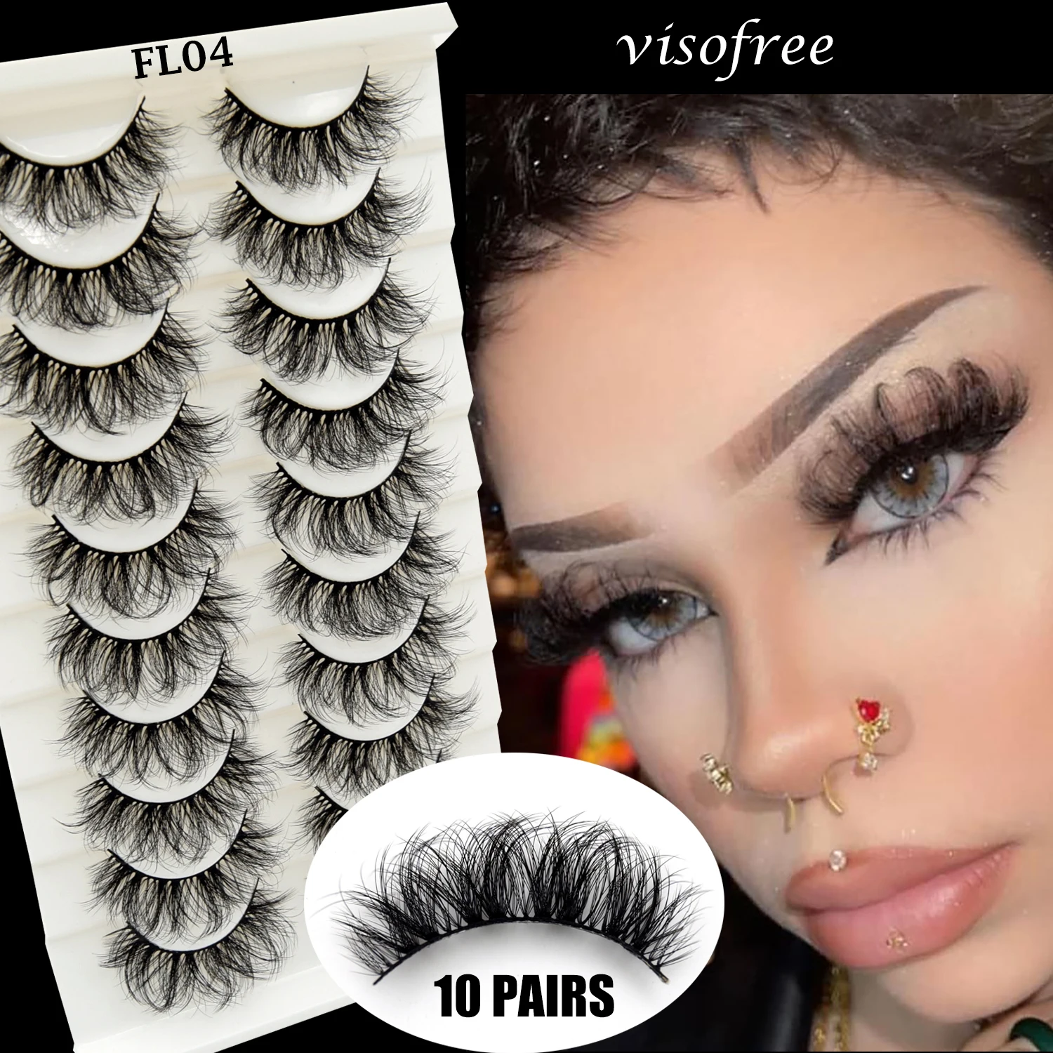 

10 Pairs Eyelashes Natural Long 3D Mink Lashes Fluffy Volume Mink False Eyelashes Cruelty Free Wispy Lashes Makeup Cilios FL04