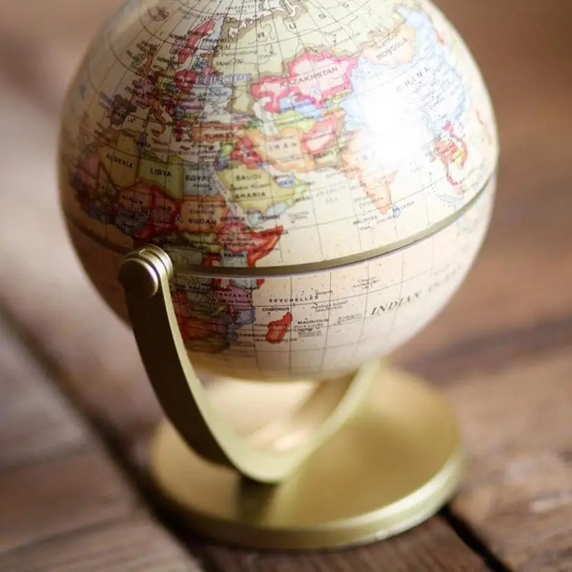 English Version Globe Ornament Rotating World Globe Desktop Ornaments Geography Teaching Learning Tool School Office Supplies