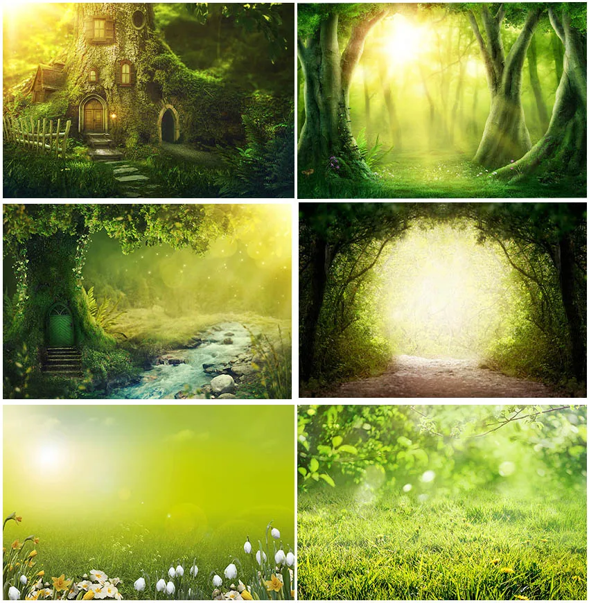 

Forest Sunshine Spring Scenery Backdrops Photographic Bokeh Tress Jungle Baby Shower River Natural Backgrounds Studio Photo