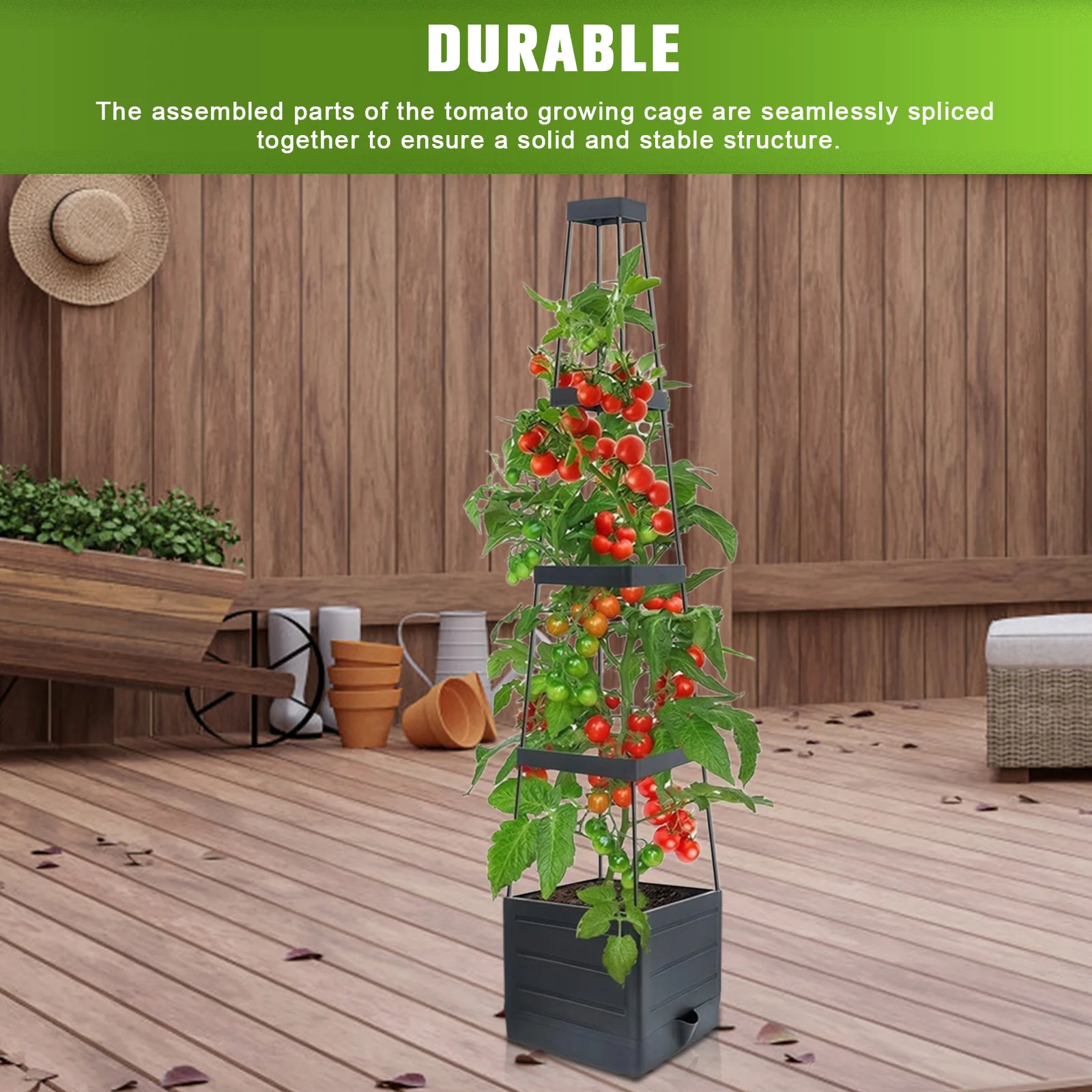 Raised Garden Bed Planter Box with Trellis Tomatoes Planter Box Self-Watering Planter Box for Vine Flowers