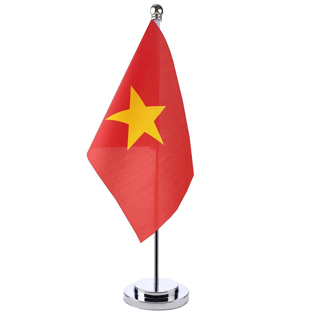 

14x21cm Vietnam Desk Small Country Banner Meeting Room Boardroom Table Standing Pole The Vietnamese National Flag