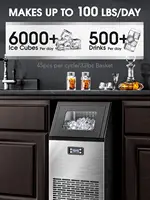 V2.0 Commercial Ice Maker,100 lbs,2-Way Add Water,Under Counter Ice Maker Self Cleaning,Ice Machine with 24 Hour Timer,33 lbs 2