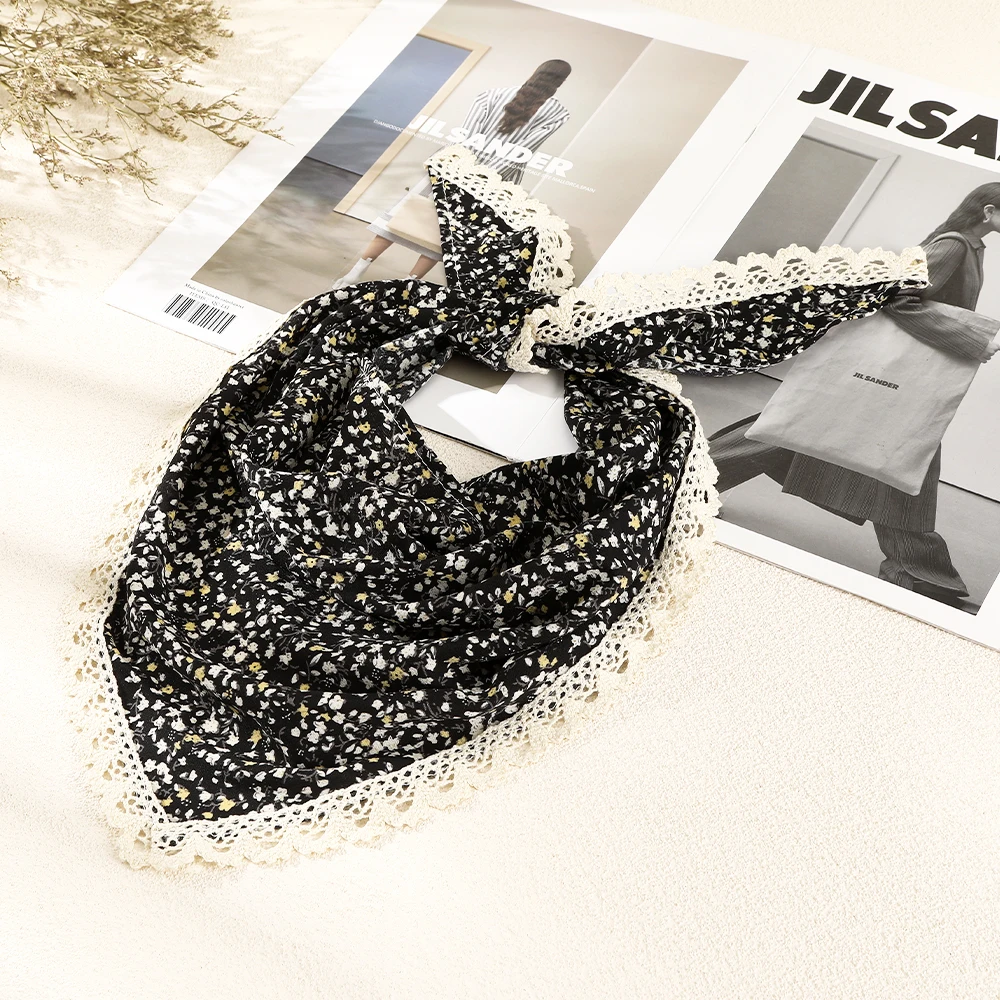 Small Floral Triangle Headband Bandana For Women Seaside Holiday Hair Accessories Hair Scarf Turban Hair Bands Retro Styling