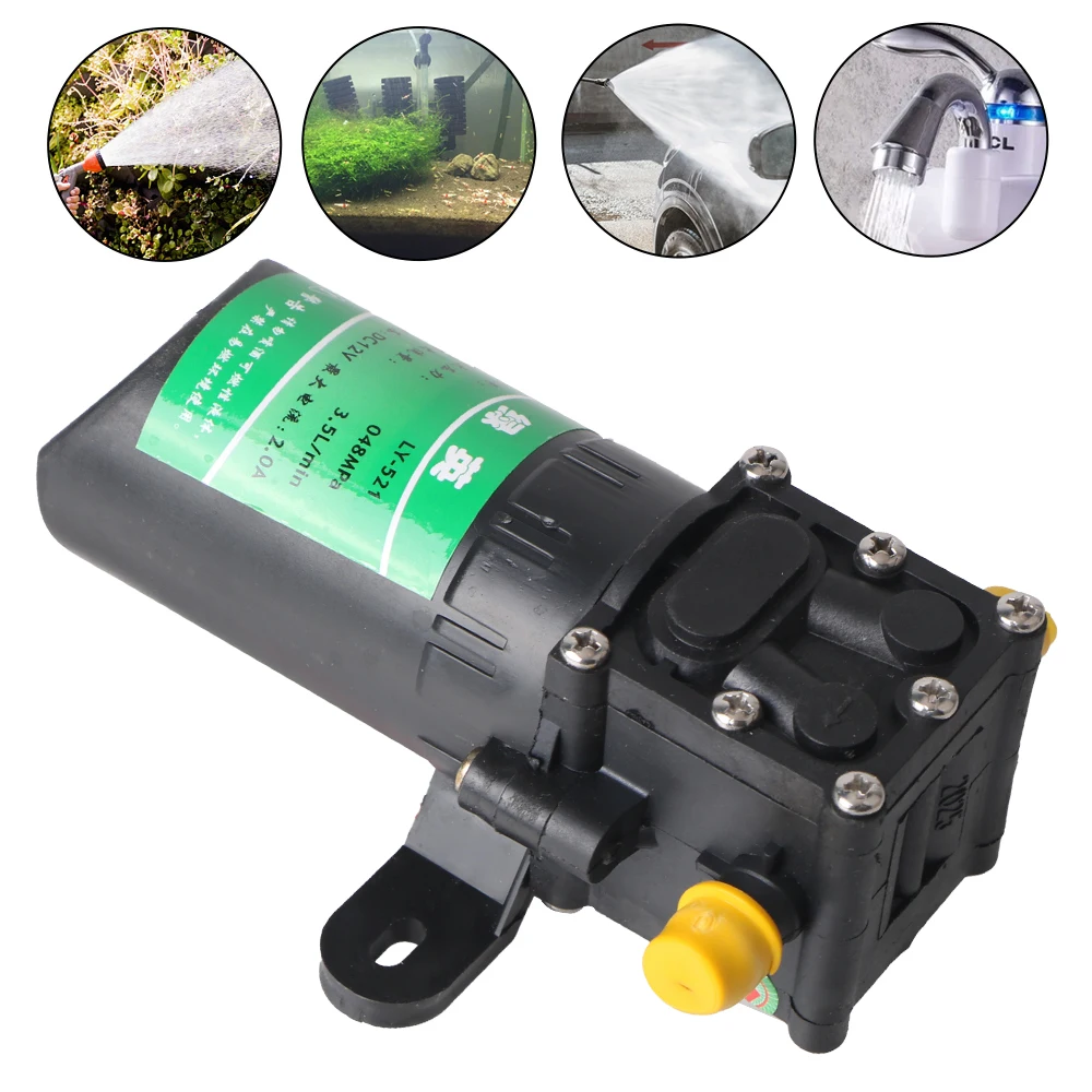 ปั๊มน้ำไฟฟ้าแรงดันสูงขนาดเล็ก 3.5 ลิตร/นาที DC12V สำหรับงานเกษตร อุปกรณ์พ่นน้ำ ล้างรถ 1