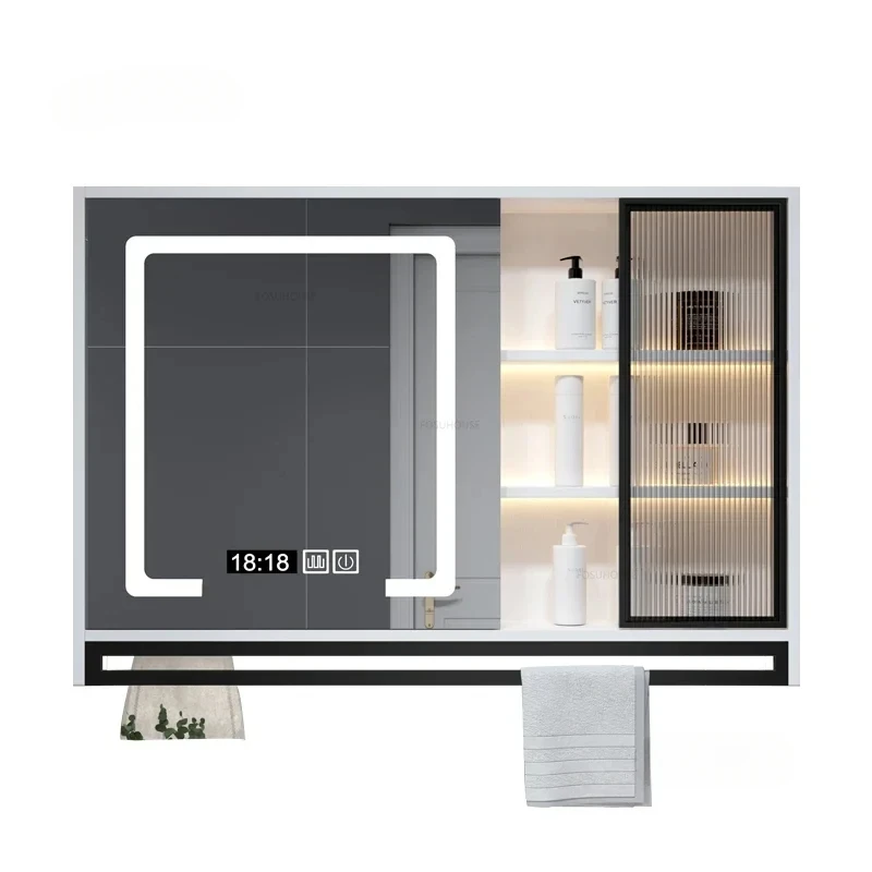 Designer Bathroom Cabinets with Light Wall Mounted Toilet Mirror Cabinet Bathroom Furniture Home Storage Dressing Mirror q