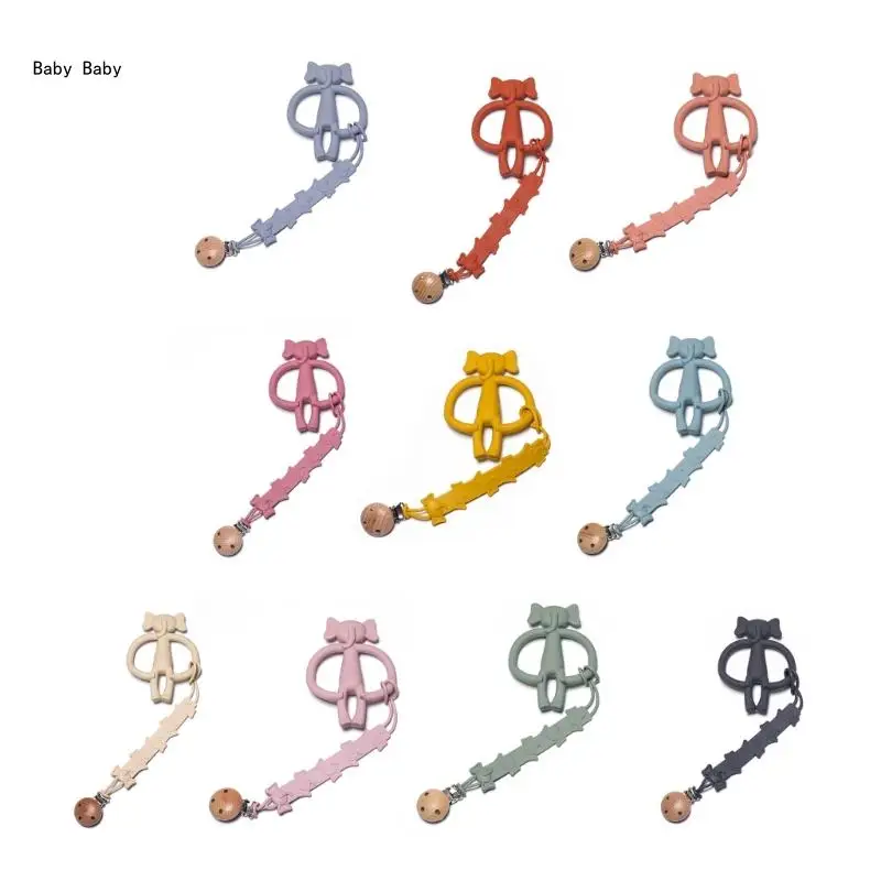 

Q81A 2 in 1 Baby Clip Baby Pacifier Soother Chain Holder with Teething Toy Gift