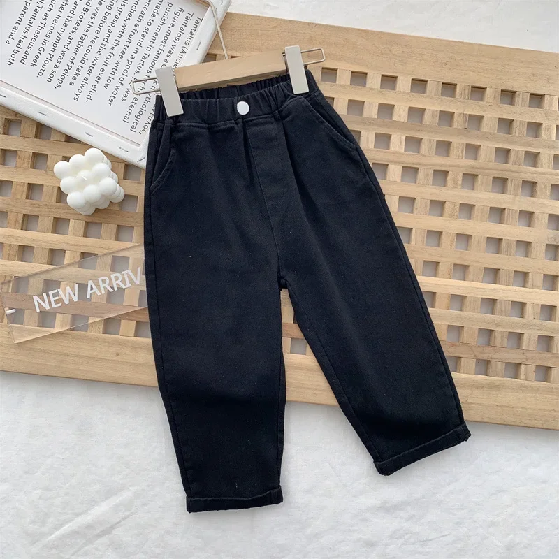 1-8 Years Boys Pants Kids Cargo Pants Mid-Rise Button Casual Outdoor Comfortable Breathable Spring Fall Fashion Chidren Trousers 2