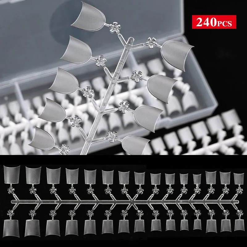 

240PCS French Nail Tips Short French Style False Nails Acrylic Half Cover Fake Nail Tips for Nail Salons and DIY Nail Art