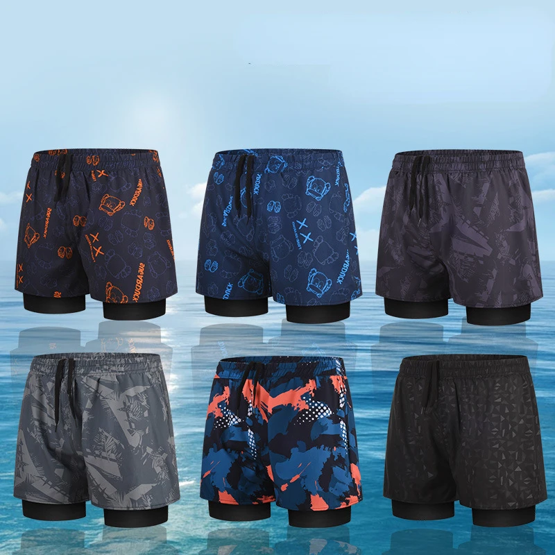 

2024 Men's Swimsuit Breathable Loose Summer Beach Outdoor Swimming Short Pants Print Quick-drying Men Swim Shorts Swim Clothes
