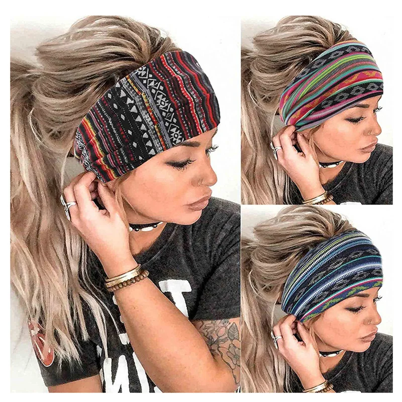 

Bohemia Wide Cotton Stretch Women Headbands Headpiece Head Wrap Turban Headwear 2022 Elastic Yoga Hair Bands Accessory