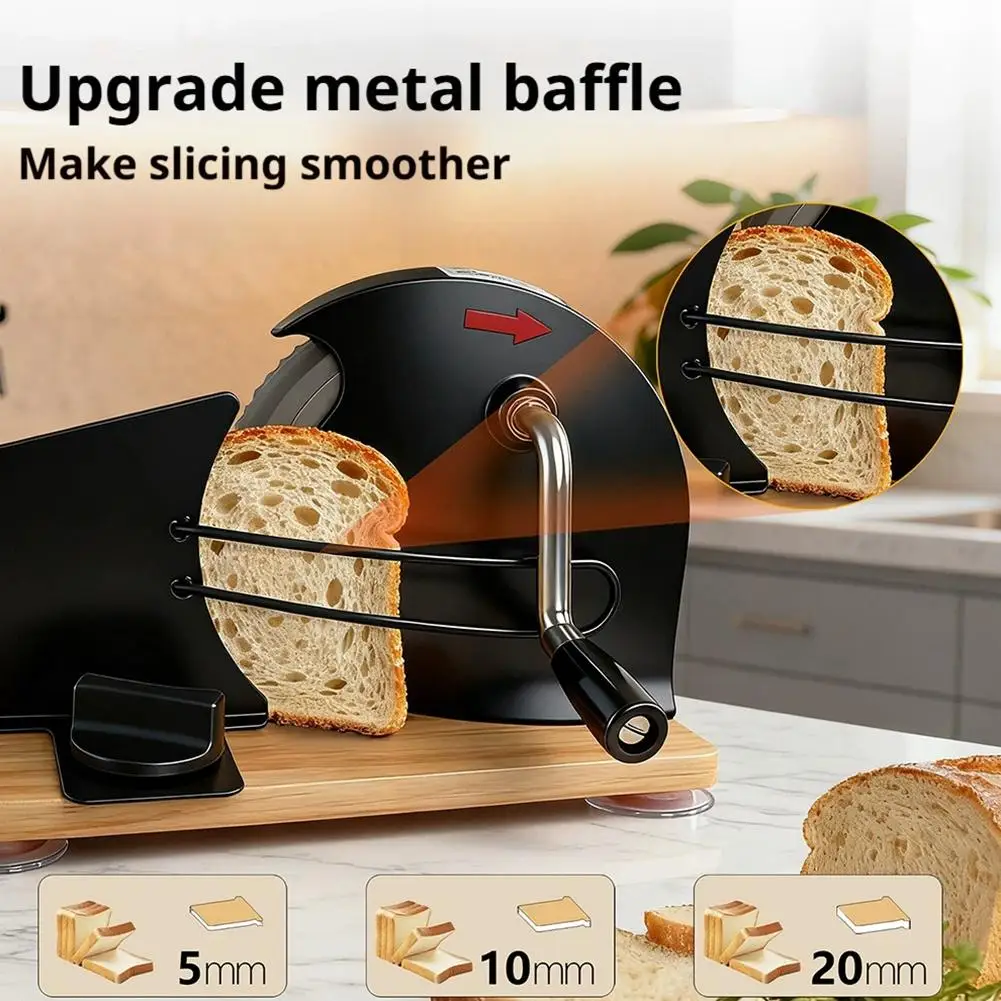 قطاعة خبز يدوية، قابلة لضبط السماكة، شفرة من الفول...