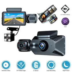 Car HD Tachograph 3 "1080P Reversing Image Three Lens Video Super Wide Angle Night Vision Three Recording Recorder