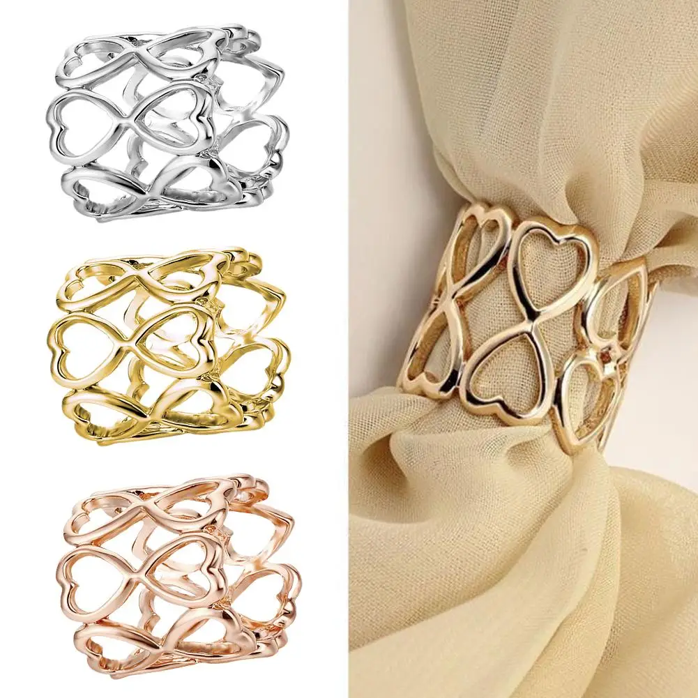 Fashion Scarf Silk Buckle Hollow Heart Knotted Button Accessory Buckle Shirt Shawls Clothing Scarves Hem T-Shirt Holder Jew B8B7