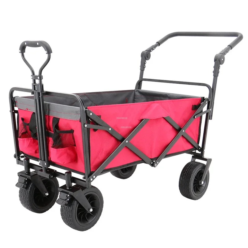 Foldable Garden Carts Courtyard Stroller Outdoor Camping Beach Trolley Home Shopping Camp Trailer Portable Hand-pulled Camper L