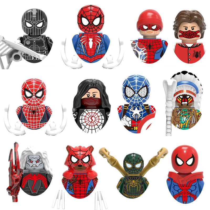 Disney Superhero Building Blocks Spider Ma Silk Venom Action Figure Model Building Blocks Assemblaggio Giocattoli Educativi Children'Sgi