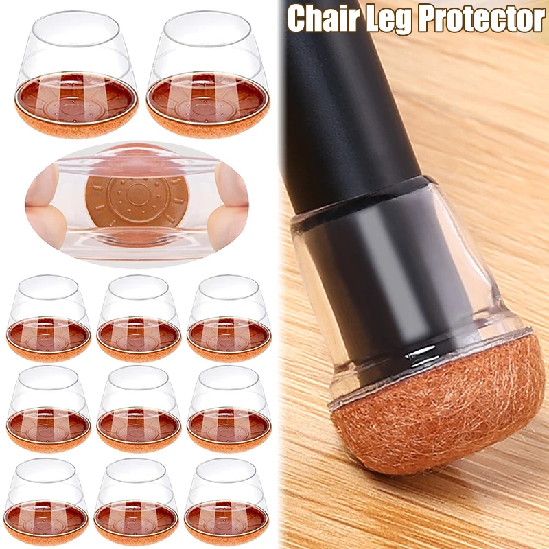 1/24pcs Chair Leg Protectors Felt Pads for Hardwood Floors Silicone Covers Furniture Leg Sliders Caps Non Slip Reduce Noise 1