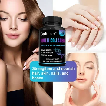 Multi-Collagen Capsules - Maintain Joint, Bone, Nail Health, Nourish Hair, Reduce Wrinkles - Antioxidant - Skin Care Supplement 3
