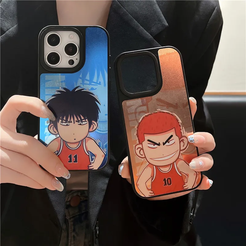 Slam Dunk Anime Electroplated Silver Case – iPhone 11–16 Pro Max