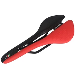Ultralight Ergonomic Cycling Seat Cushion - Comfortable & Durable Bike Saddle for Road and Gravel (Black red)
