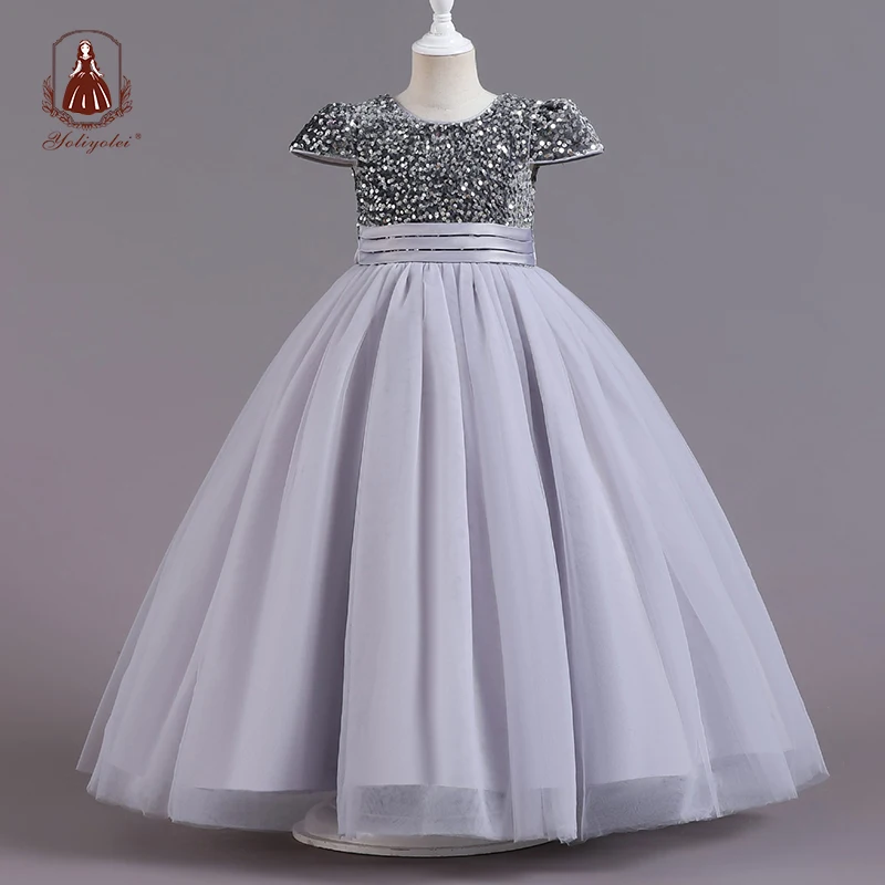 

Yoliyolei Shiny Sequins Girl Halloween Costume A-line Long Maxi Kid Dress Girl Luxury Girl Children's Party Dress For 5-10y
