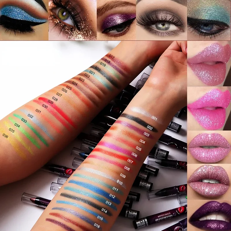 2 In 1 Eyeshadow Lipstick Stick Pencil Waterproof Glitter Matte Eye Shadow Makeup Pigment Eyeshadow Pen eye shadow eyeshadow stick eye shadow stick