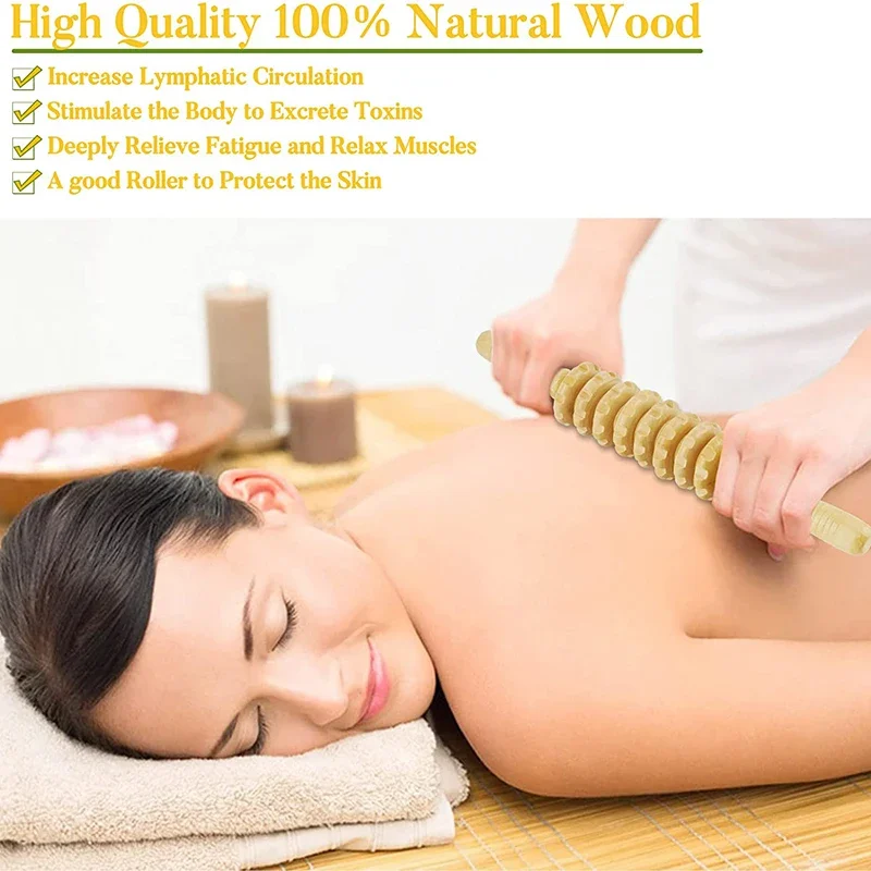 Wood Therapy Roller Stick Massage Tool Curved Designed Maderoterapia Colombiana Massager Lymphatic Drainage Trigger Point Stick