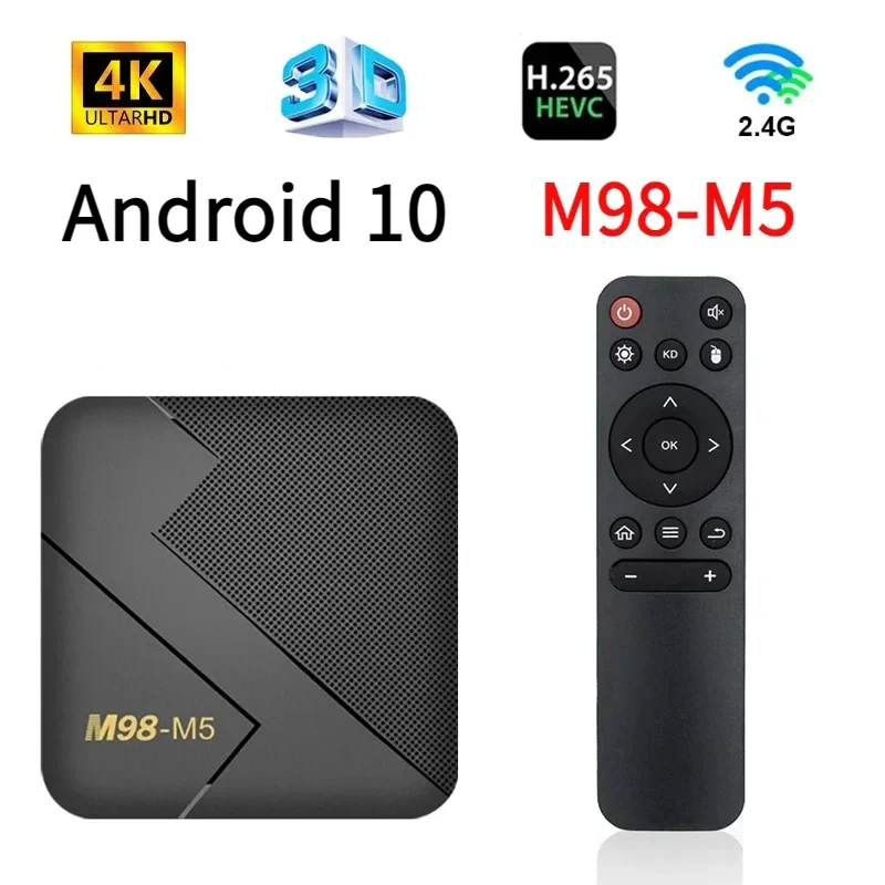 Android 10 M98-M5 Smart Tv Box 2Gb 16Gb Lettore Multimediale Allwinner 3221A Supporto Hd 4K Wifi 4G 100M Lan Tv Box Iptv