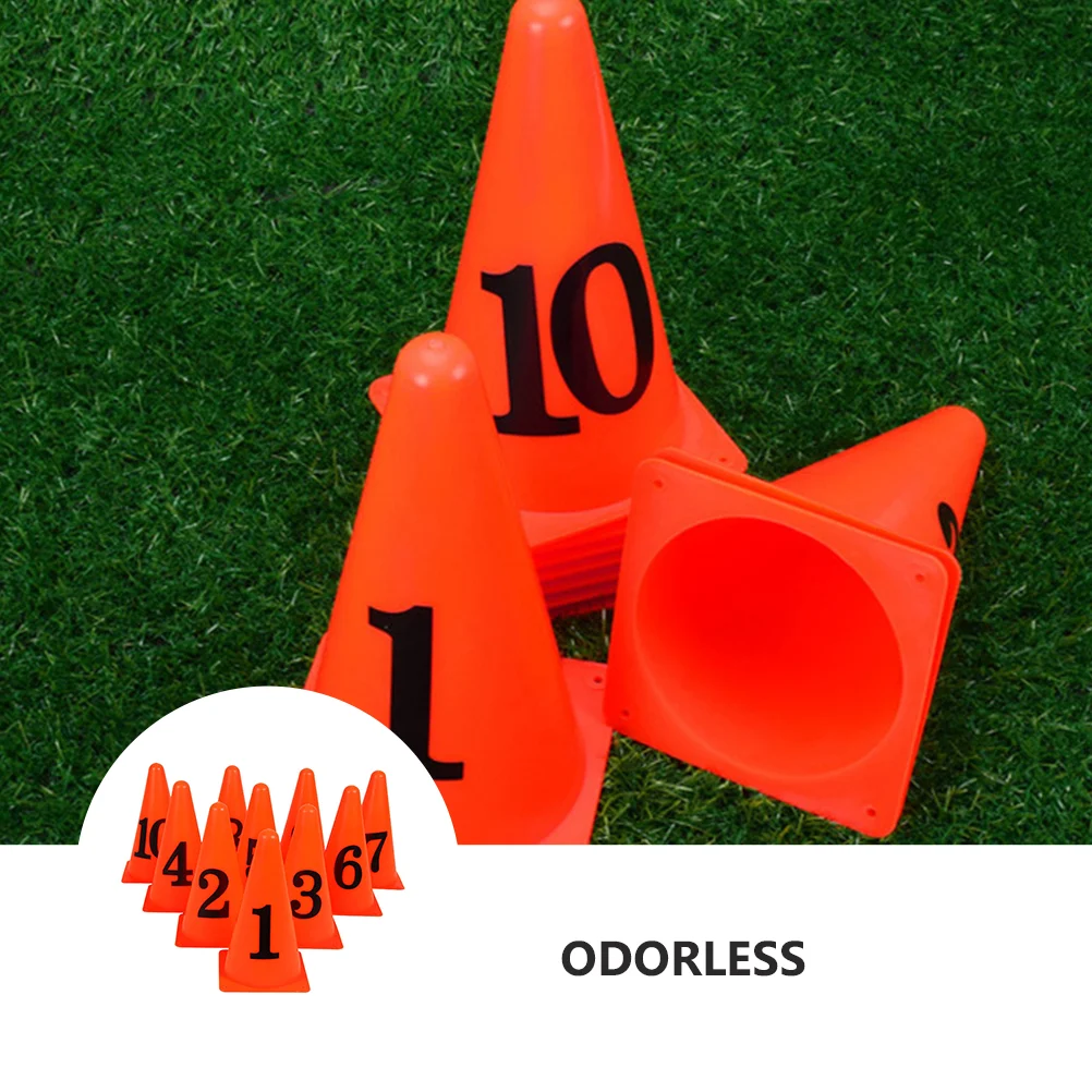 

10 Pcs Soccer Number Sign Bucket Cone Ice Cream Football Balls Marker Cones for Training Imported PE Material Child