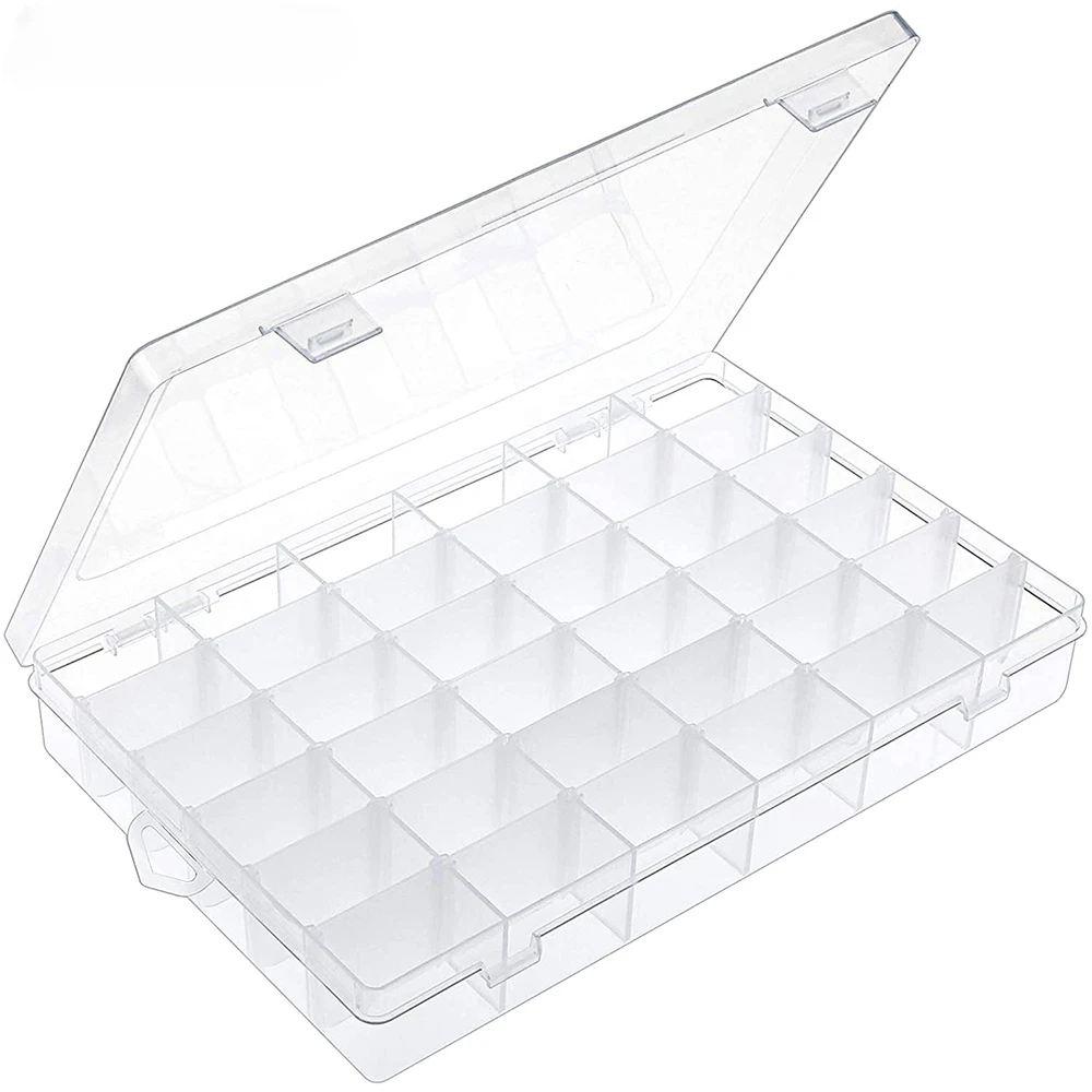 24/36 Transparent Plastic Box Jewelry Box Beaded Components Fishing Gear Hardware Tools Packaging Storage