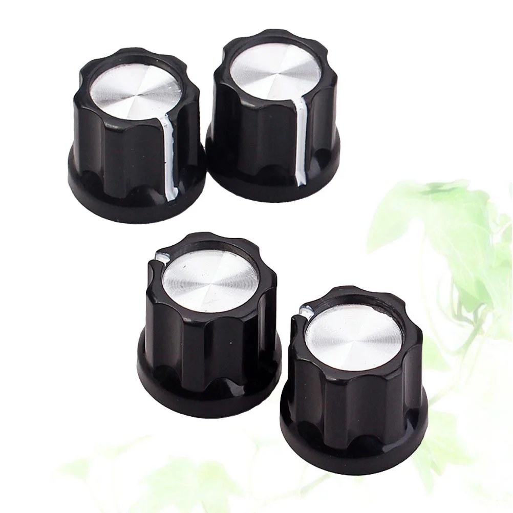 

4pcs Black Silver Guitar Bass Amp Knob Buttons D-type Shaft Pot Knobs (Black)
