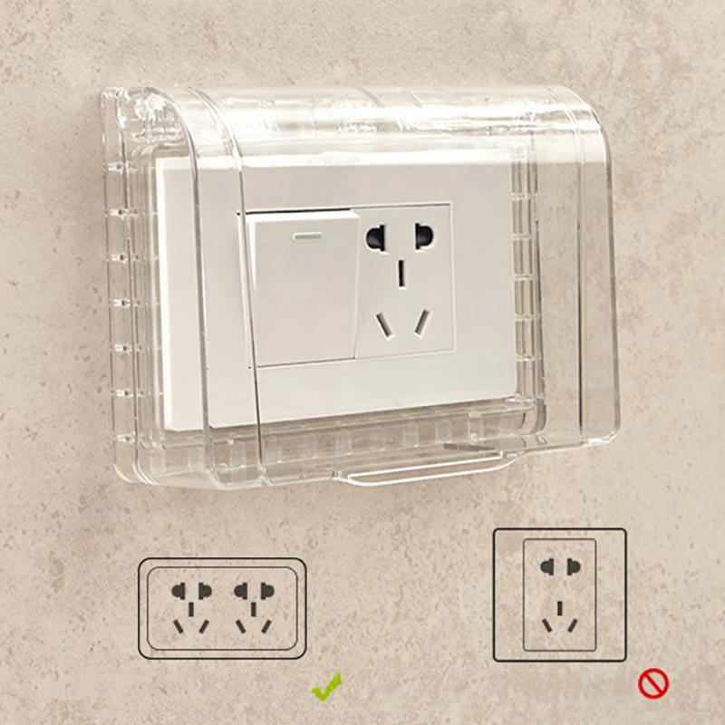 Self Adhesive Waterproof Electric Plug Cover Splash Box Sockets Switch Protection Box 1PC