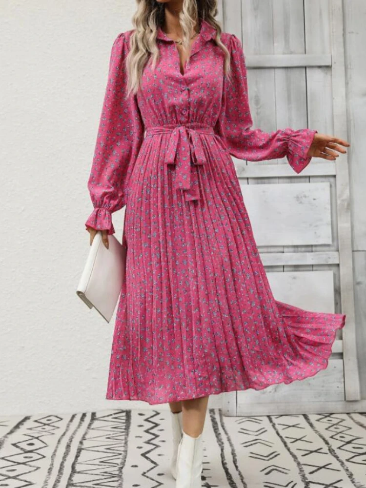 

Платье для женщин, новинка, Осень-зима, платье с принтом и длинными рукавами, модное платье на шнуровке, Женская офисная одежда, вечерние платья