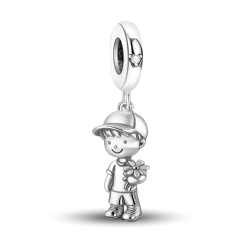 925 Sterling Silber Charms-Perlen aus der Girl-Boy-Charakter-Serie, passend für Original-Armbänder, hochwertiger DIY-Schmuck für Damen – Detail 12