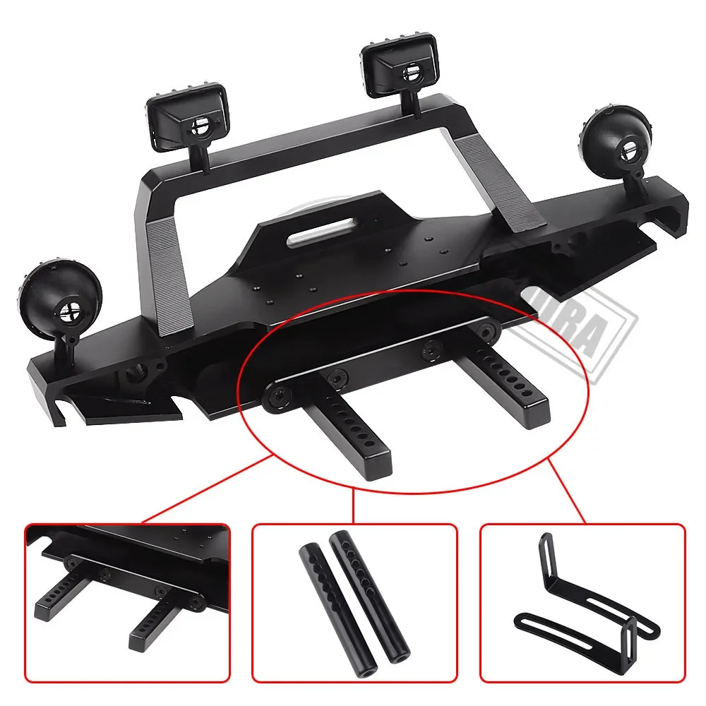 INJORA メタルフロントバンパー LED ライト付き 1/10 RC クローラー