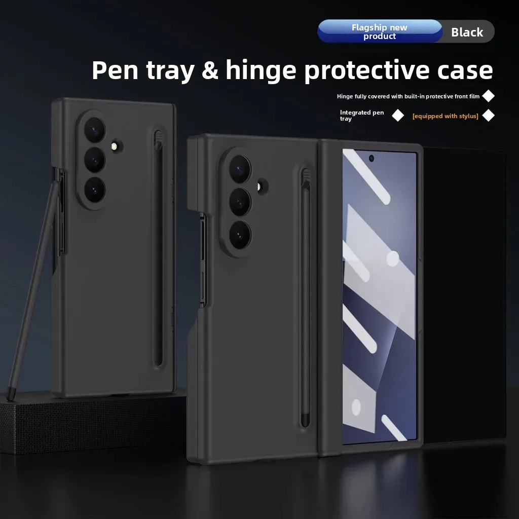 Deluxe TriFold Phone Case with Tempered Glass & Stylus Holder