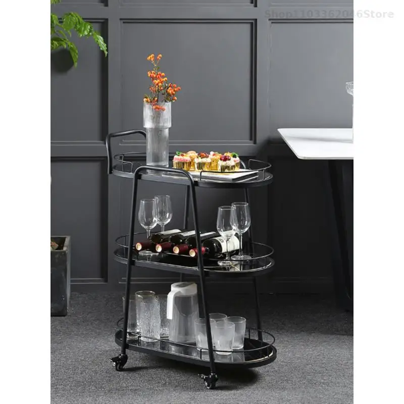 Nordic Mobile Food Truck Hotel Commercial Food Truck Tea Double-decker Three-layer Wine Cart Cart Cake Home