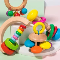 Wooden Rattle Baby Toys Grasp Play Game Teething Infant Toy Early Musical Educational Toy Toddler Rattles Children Development 2