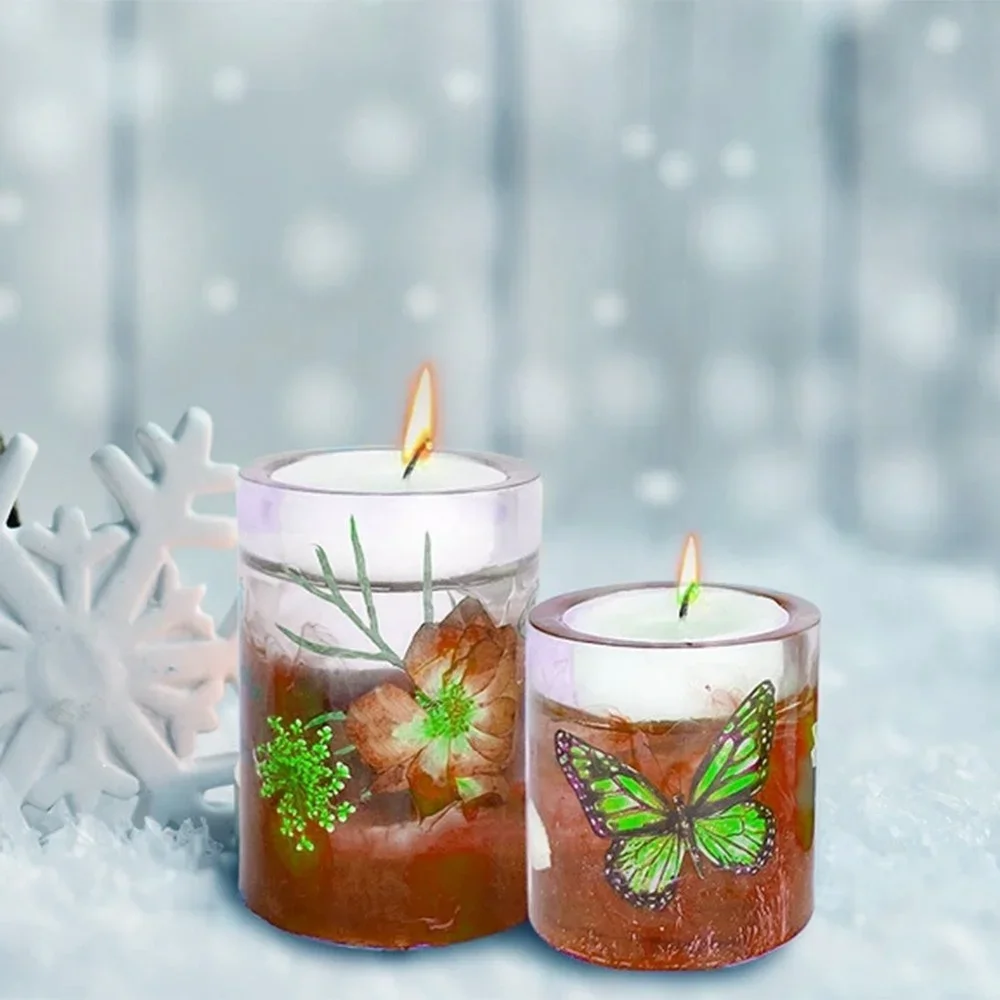 Tea light Candle Holder Resin Mold DIY Cylindrical Candlestick Clay Epoxy Casting Silicone Molds Wedding Party Home Decoration