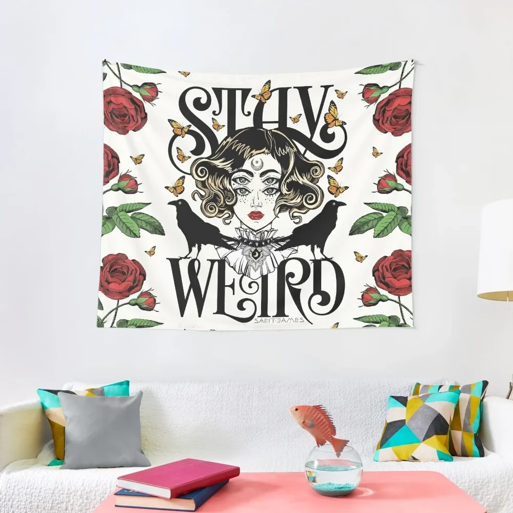 

Rose and The Ravens {Stay Weird} Colour Version Tapestry Funny Wall Carpet Tapestry