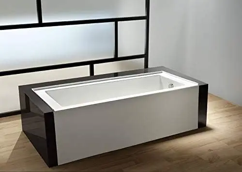 60 Inch Contemporary Alcove Acrylic Bathtub with Right Hand Drain and Overflow Holes White Three Wall Alcove Installation 2