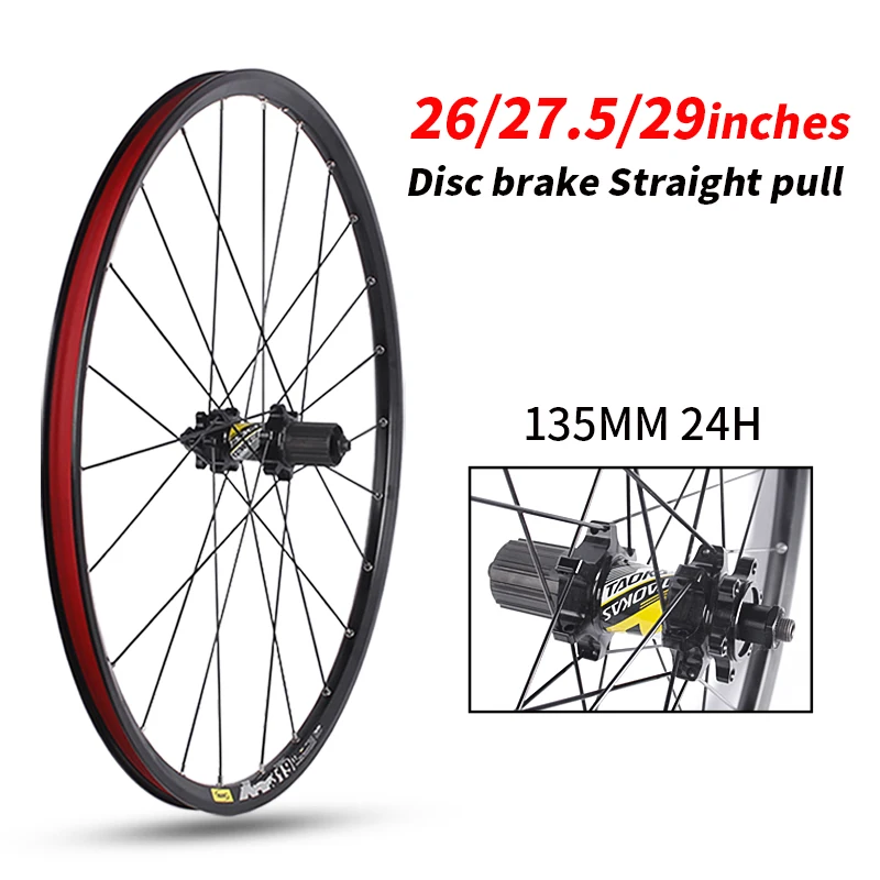 Mountain bike wheelset 26/27.5/29inch Six nail Straight pull 2 bearing 8-11speed 24H Aluminum alloy TAOKAS MTB bicycle wheel