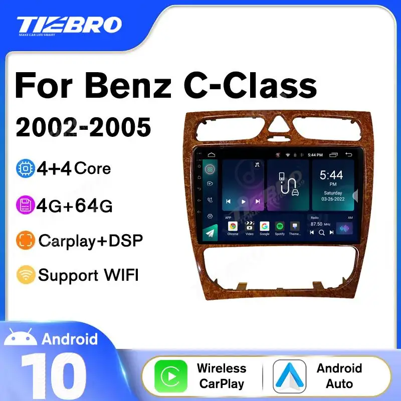 Tiebro Car Radio For Mercedes Benz C-Class W203 C200 C320 C350 CLK W209 2002-2005 Carplay Auto Multimedia 2 din Android10 Player