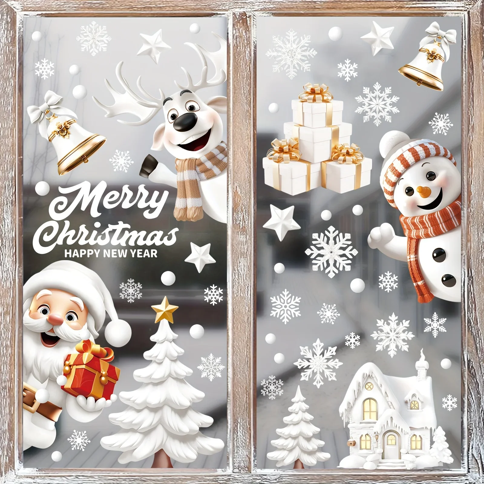Christmas Ornaments 146 Pieces Christmas Double-sided Window Flower Stickers