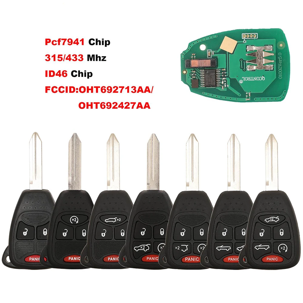 

Автомобильный Брелок дистанционного управления с ключом pcf7961/ID46 чип OHT692427AA для Chrysler 200/300/300c PT Cruiser Sebring для Dodge RAM для JEEP