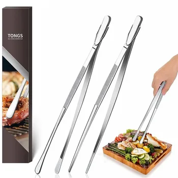 2 pinzette pinzette fini pinzette extra lunghe in acciaio inossidabile 304 pinzette da cucina per cucina cibo cucina cibo marino e barbecue 1