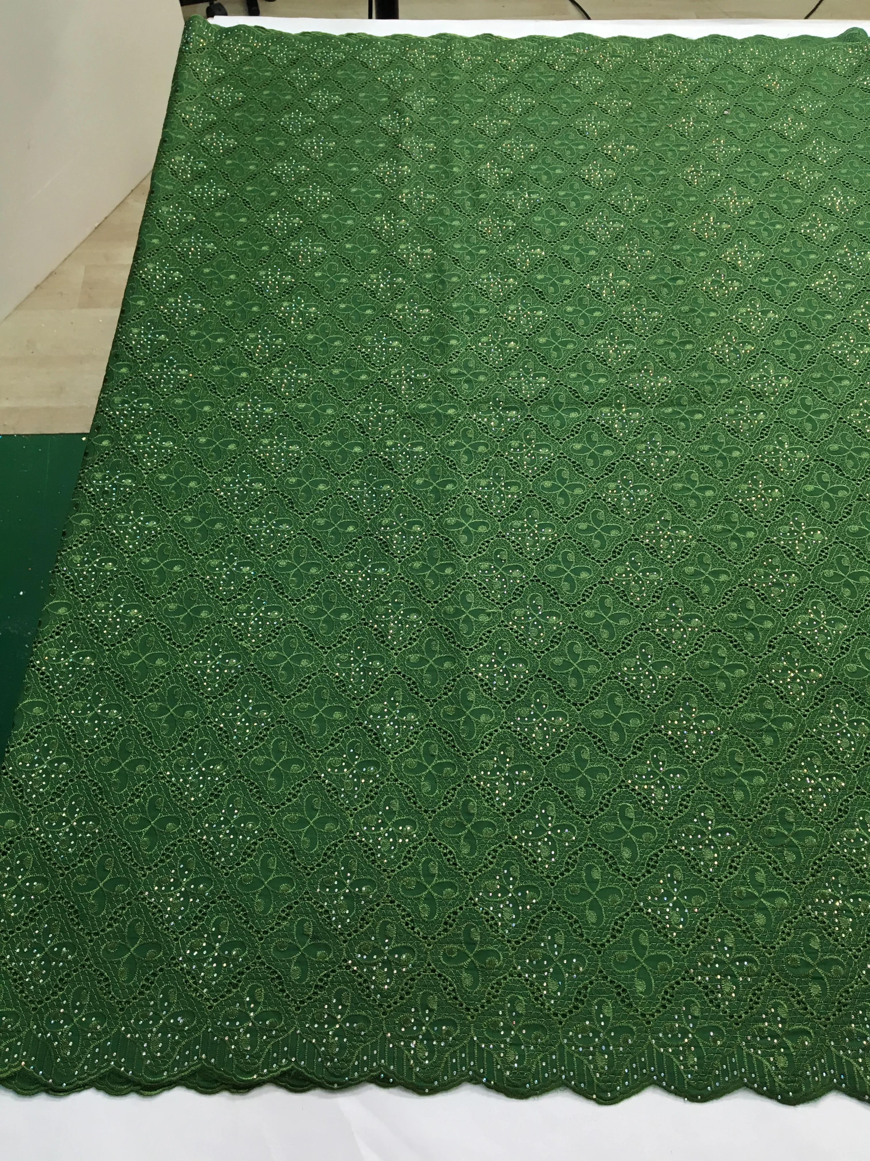 Green Swiss Lace Fabric 5 Yards Embroidered African Cotton Lace Fabric for Nigerian Party Dress A4185