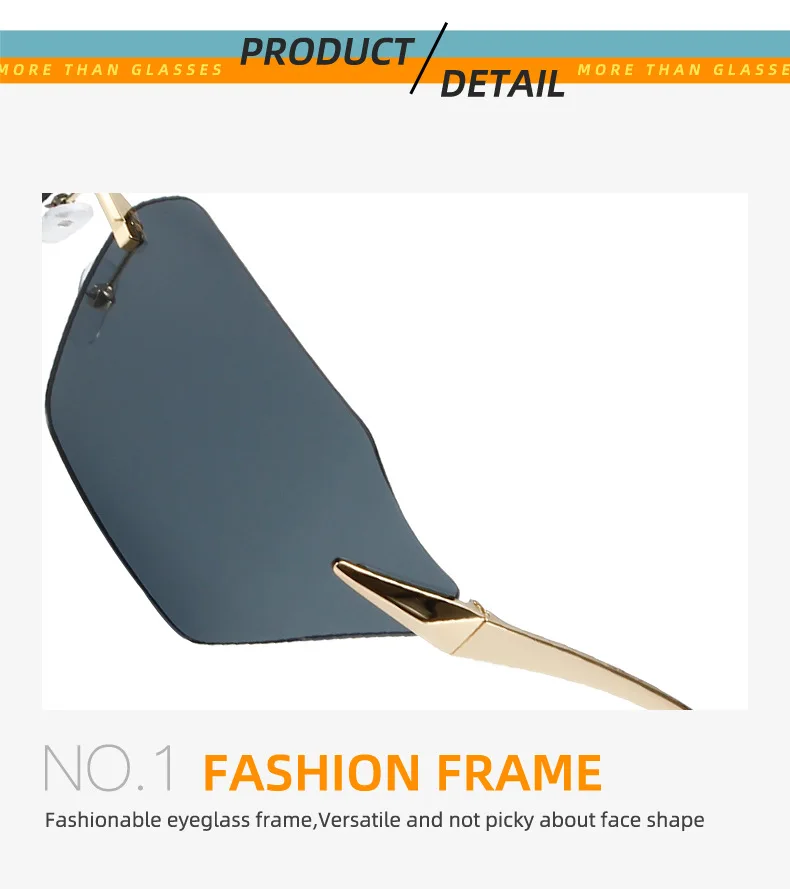 Einzigartige randlose Sonnenbrille aus Metall für Frauen Männer Mode schwarze Hip Hop Punk Sonnenbrille für weibliche unregelmäßige coole Mädchen Sonnenbrillen uv400 – Detail 9