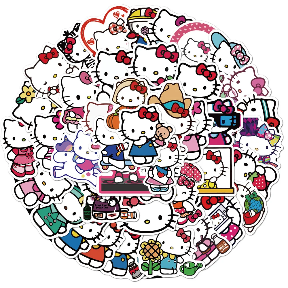 

50 шт. милые наклейки «Моя Мелодия» Kuromi Hello Kitty для девочек, наклейки «сделай сам» для ноутбука, телефона, дневника, милые Мультяшные наклейки Sanrio