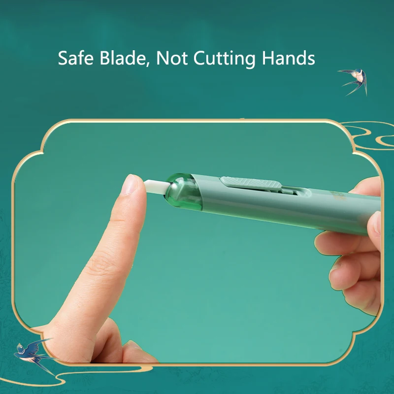 Art Knife Deli Pocket Pen Cutter Auto-Lock Safety Ceramic Blade for Cut Package/Cardboard/Paper